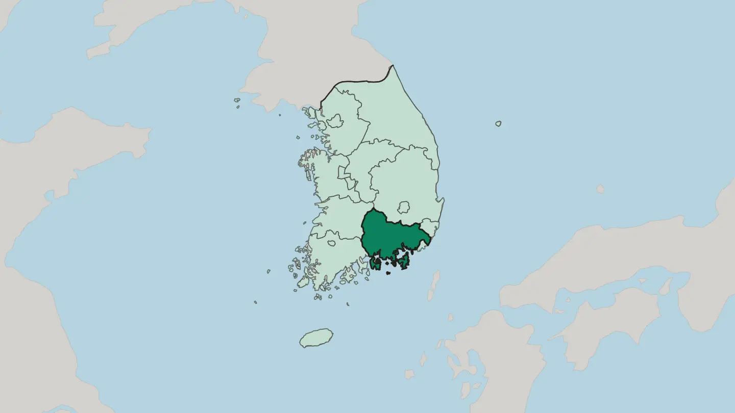 Map of Gyeongsangnam-do in South Korea