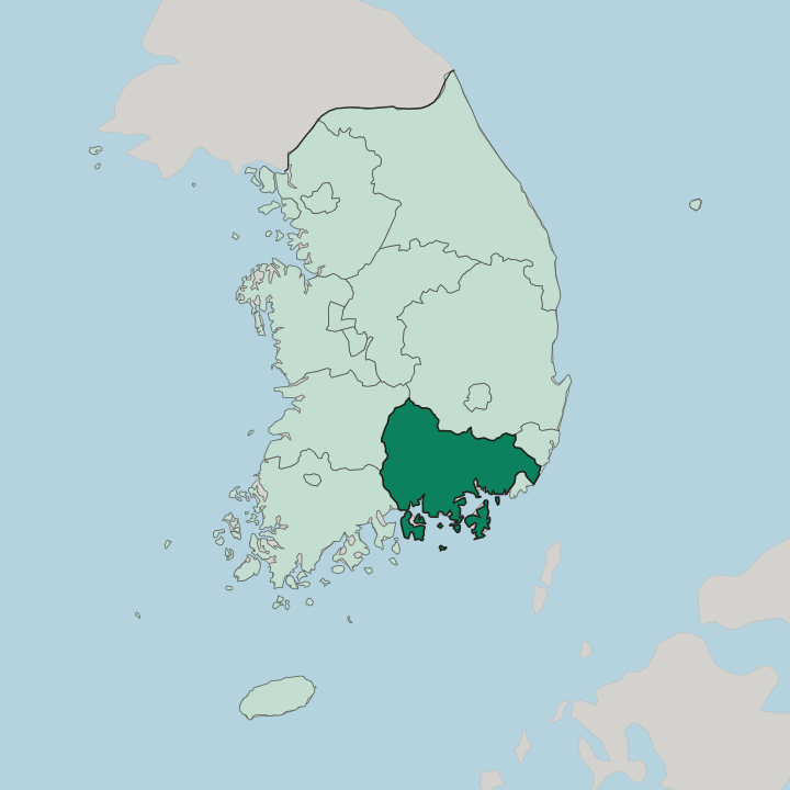 Map showing Gyeongsangnam-do — In South Korea