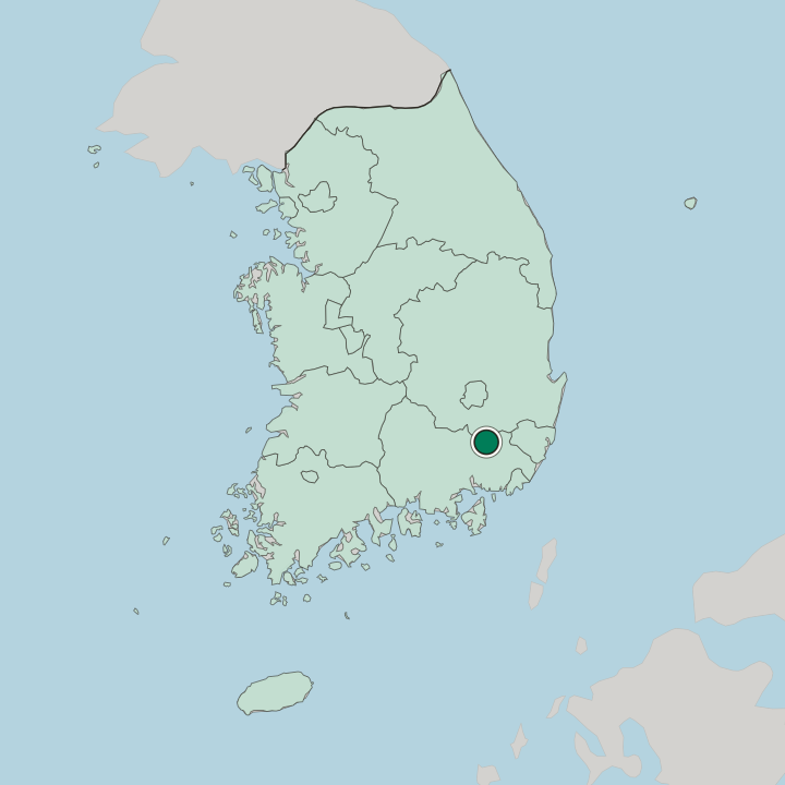 Map showing Miryang — In South Korea