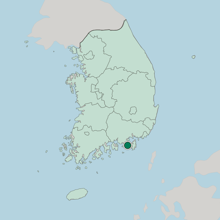 Map showing Tongyeong — In South Korea