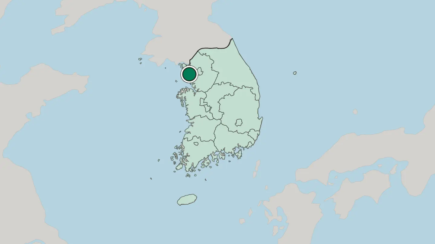 Map of Incheon in South Korea