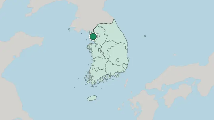 Map of Incheon in South Korea
