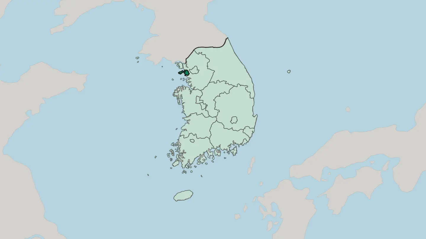 Map of Incheon in South Korea