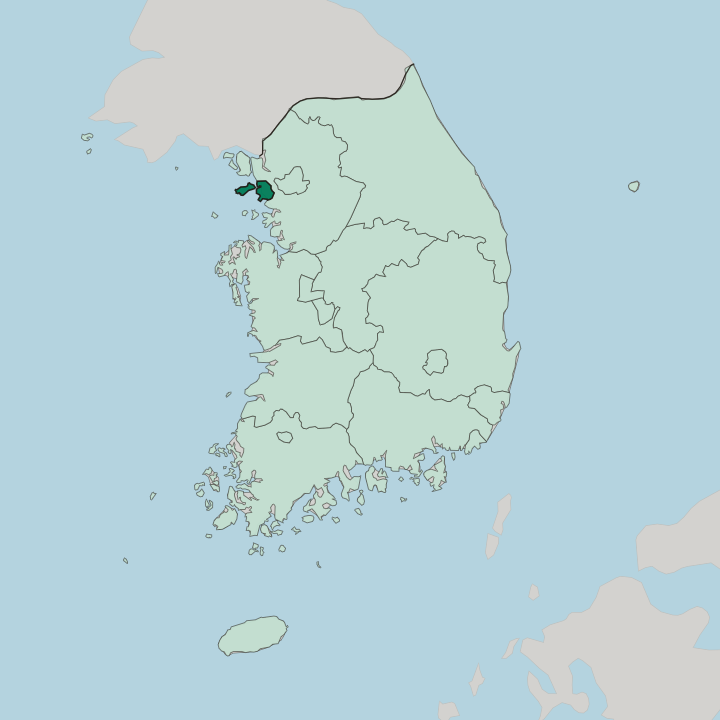 Map showing Incheon — In South Korea