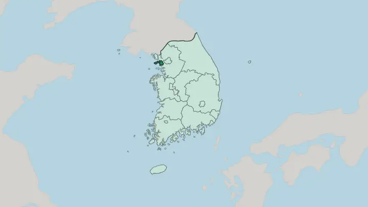 Map of Incheon in South Korea