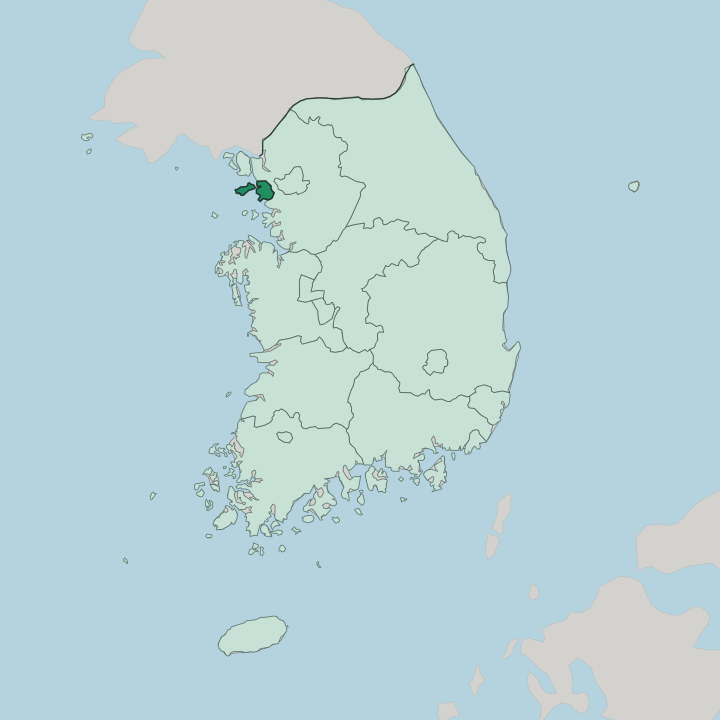 Map showing Incheon — In South Korea