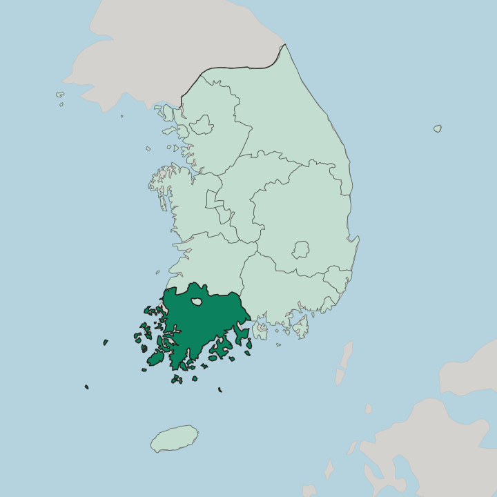 Map showing Jeollanam-do — In South Korea