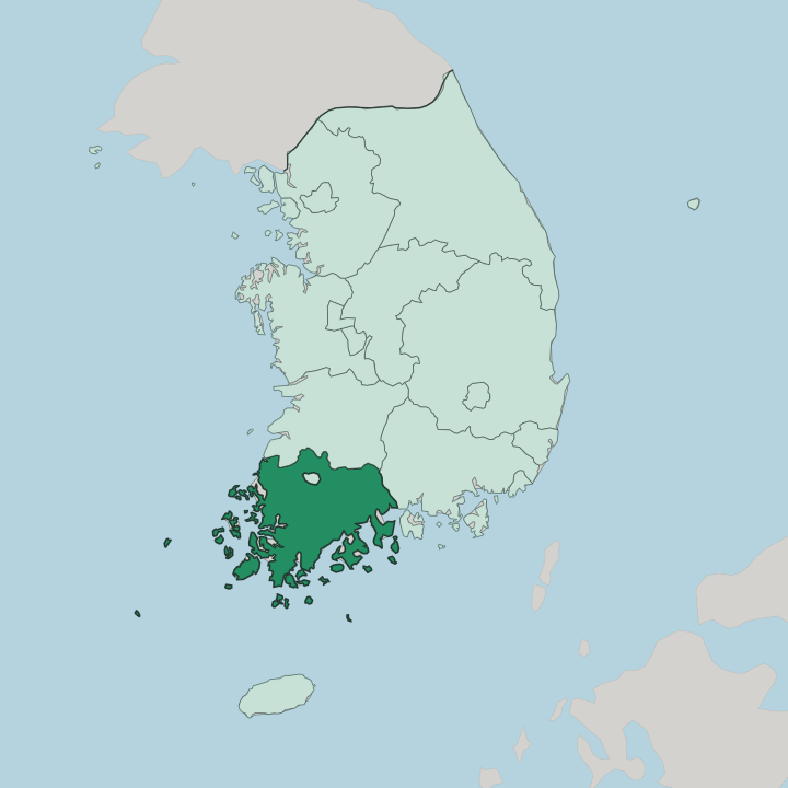 Map showing Jeollanam-do — In South Korea