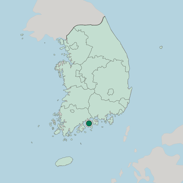 Map showing Yeosu — In South Korea