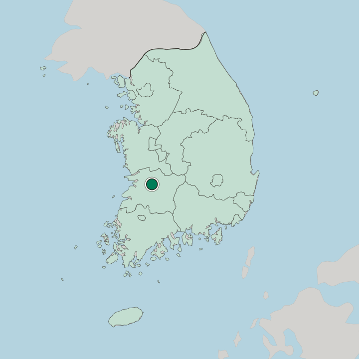 Map showing Jeonju — In South Korea
