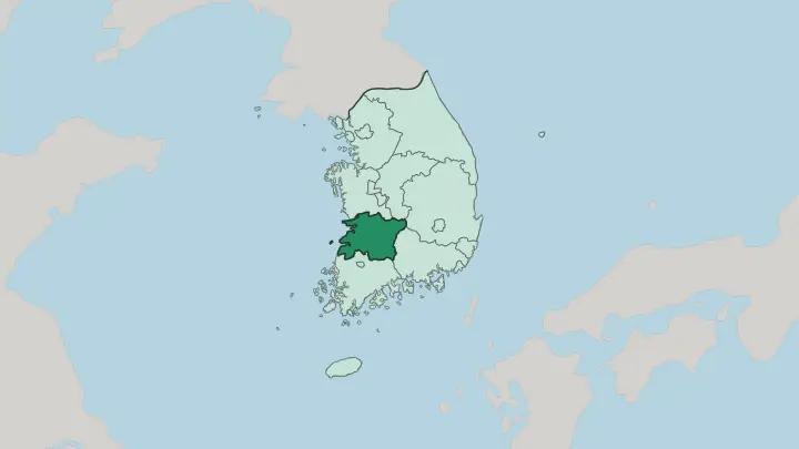 Map of Jeonbuk in South Korea