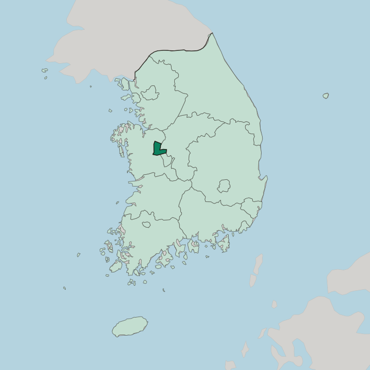 Map showing Sejong-si — In South Korea