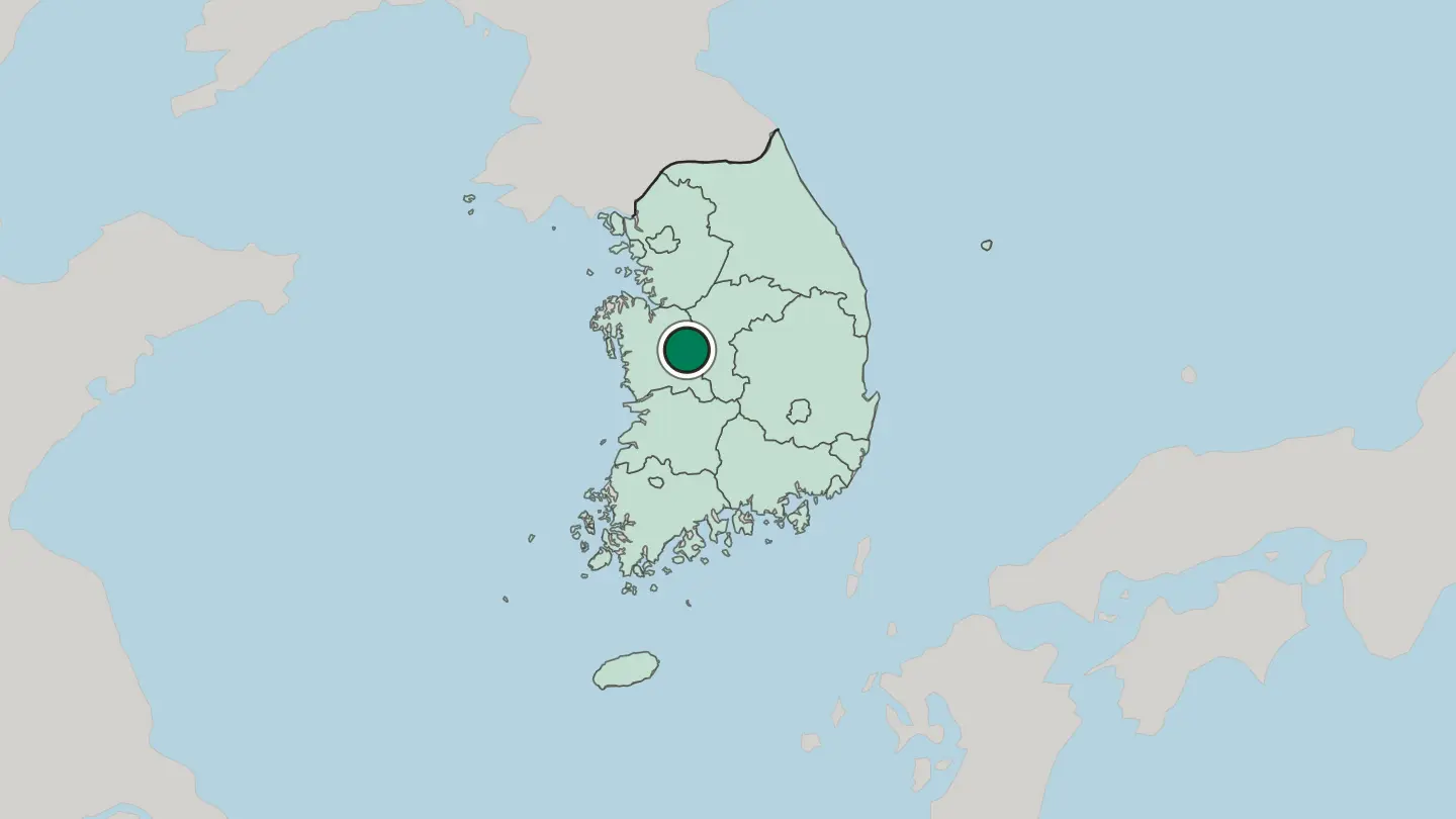 Map of Sejong in South Korea