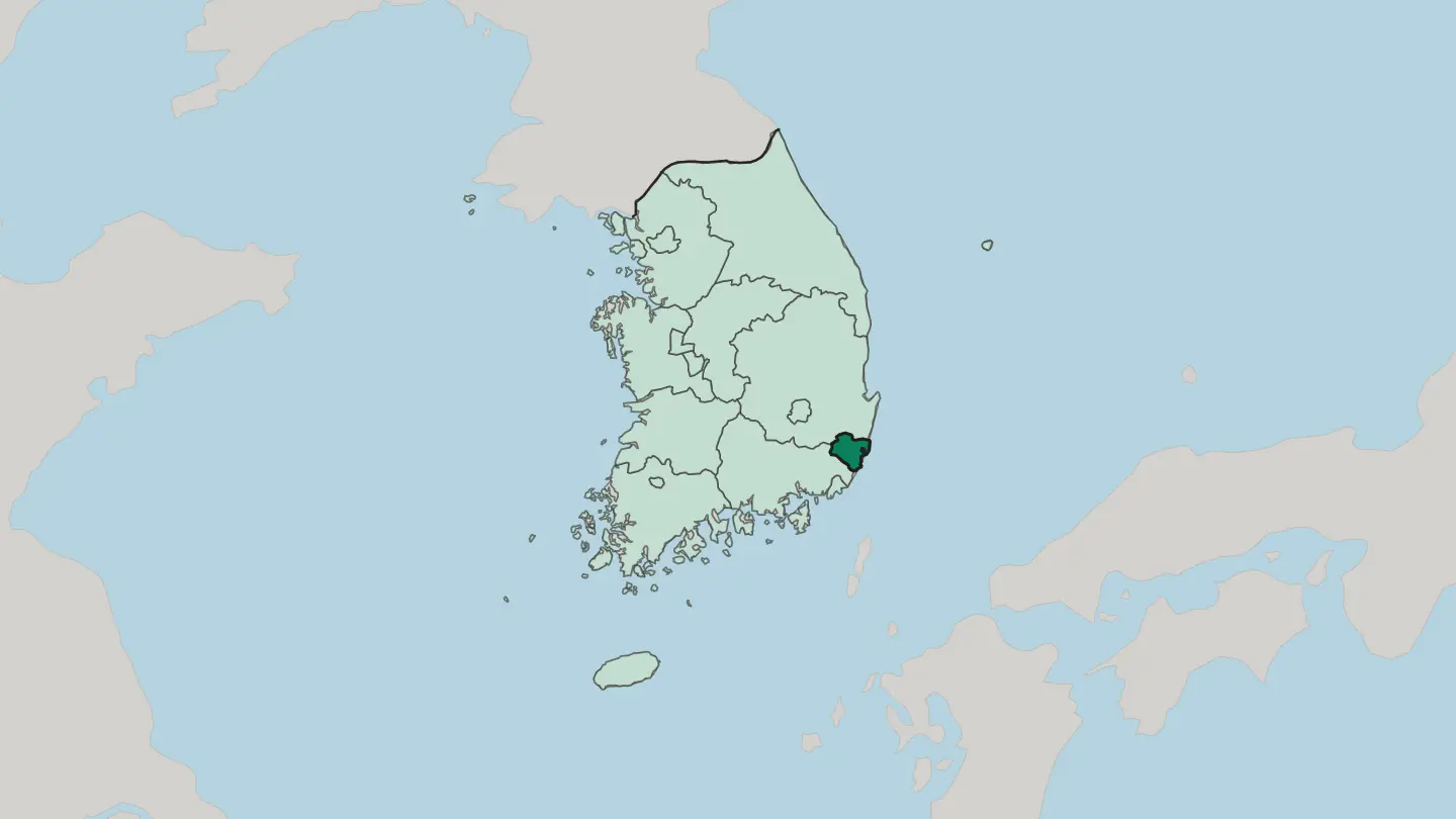 Map of Ulsan in South Korea