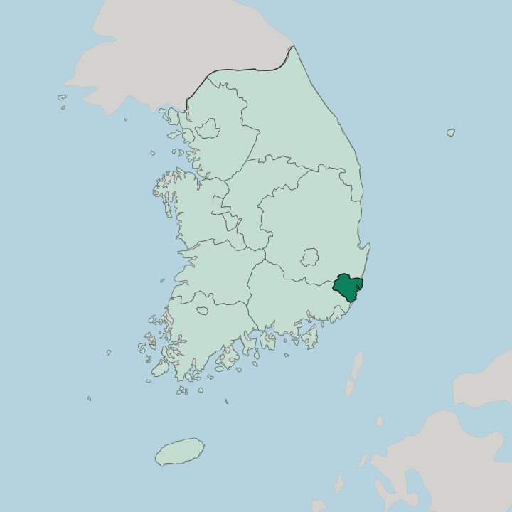 Map showing Ulsan — In South Korea