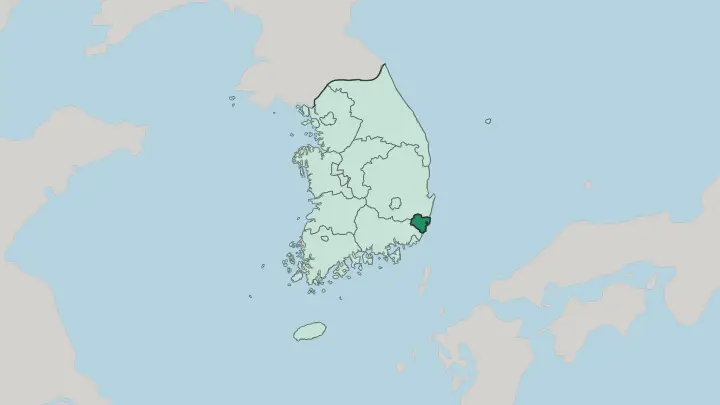 Map of Ulsan in South Korea