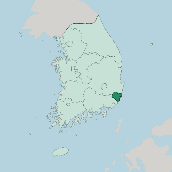 Map showing Ulsan — In South Korea