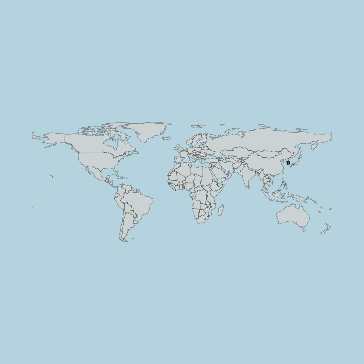 Map showing South Korea — Worldwide