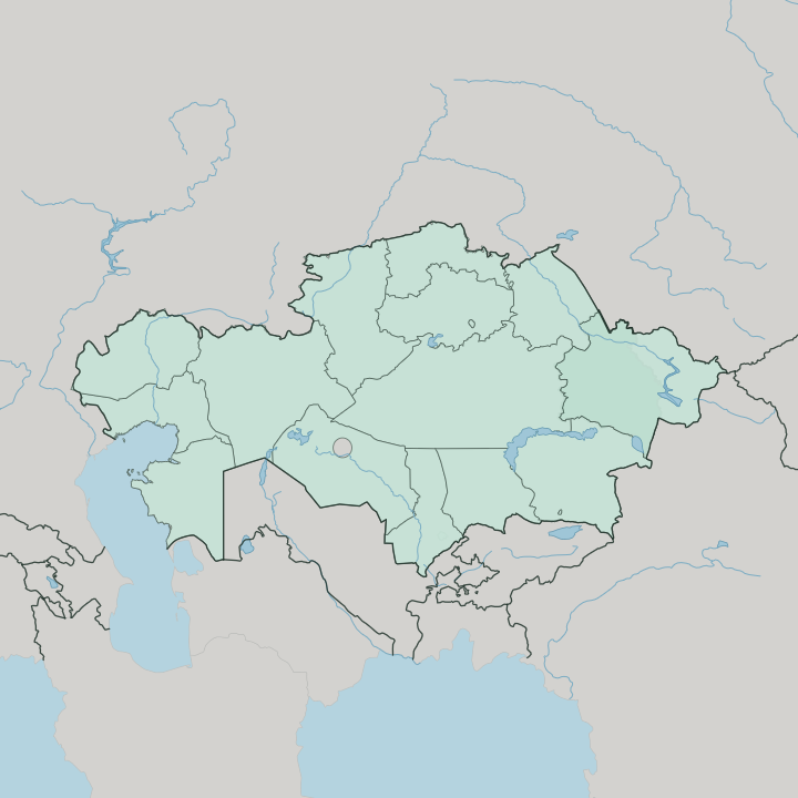 Map showing Abai Region — In Kazakhstan