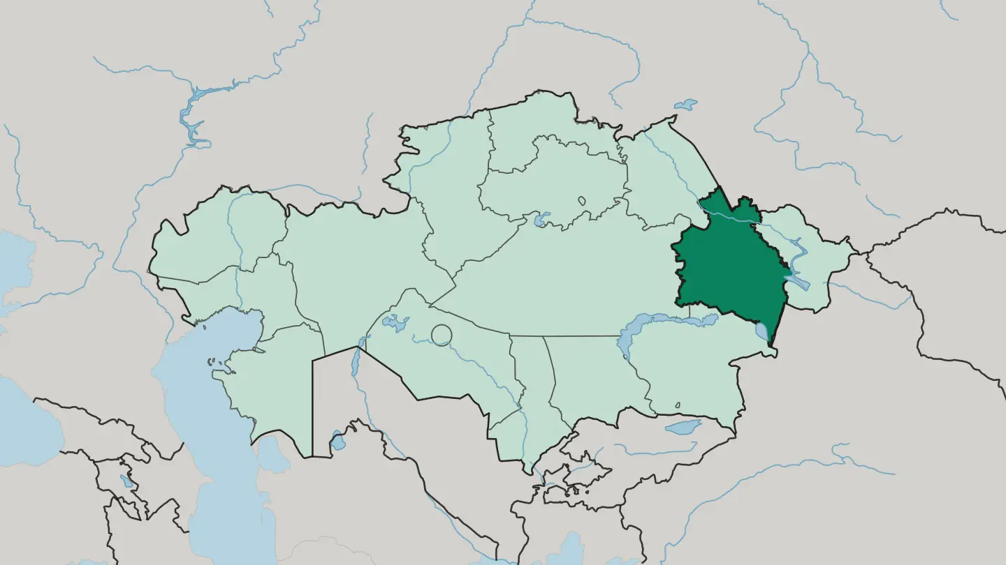 Map of Abai Region in Kazakhstan