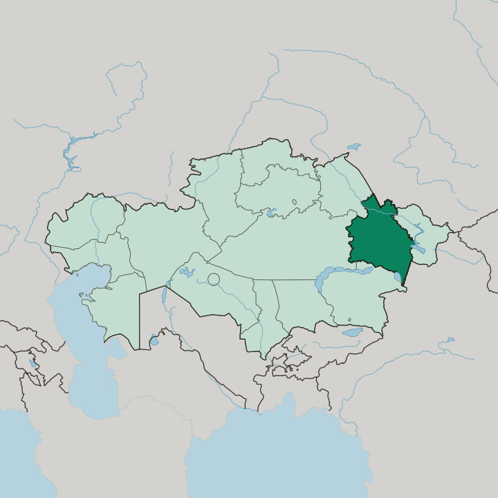 Map showing Abai Region — In Kazakhstan