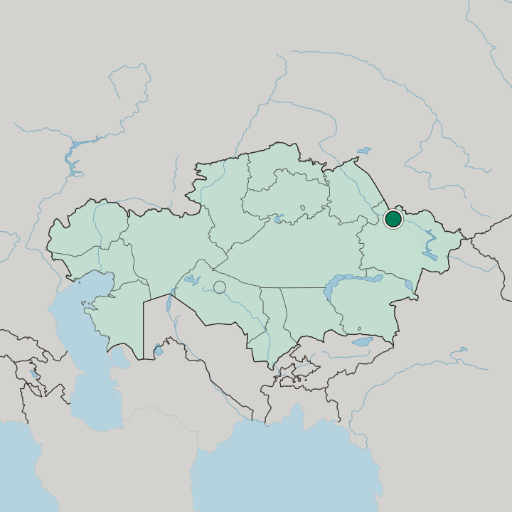 Map showing Semey — In Kazakhstan