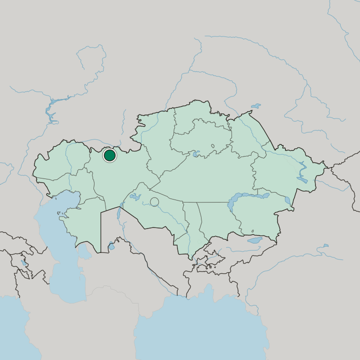 Map showing Aktobe — In Kazakhstan