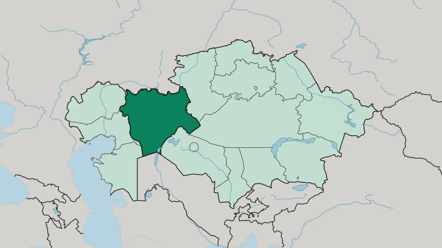 Map of Aktyubinskaya Oblast’ in Kazakhstan