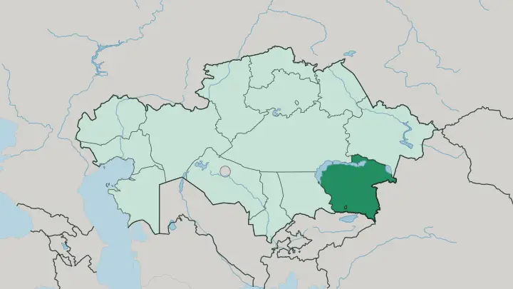 Map of Almaty Oblysy in Kazakhstan
