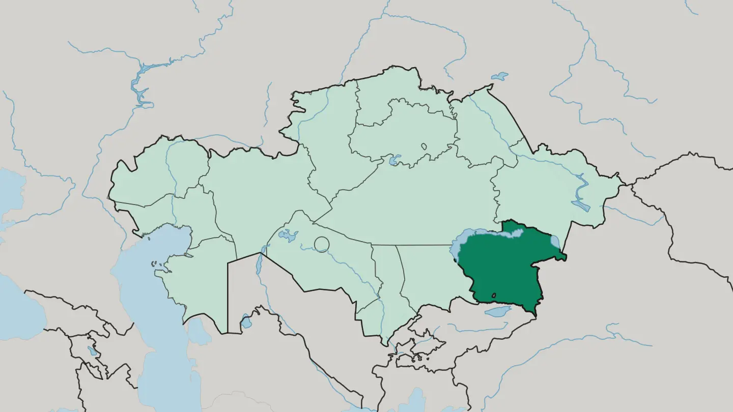 Map of Almaty Oblysy in Kazakhstan