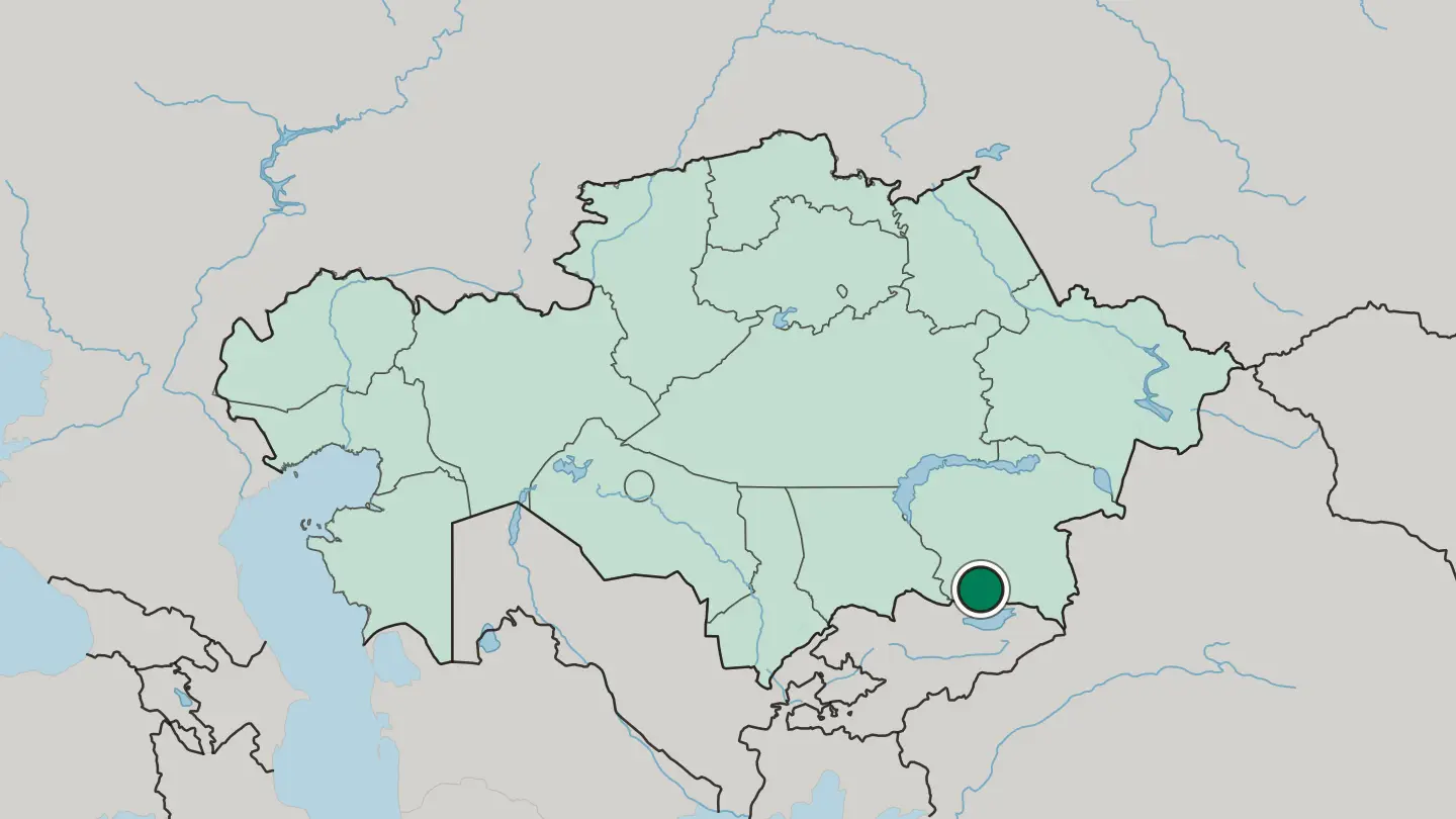 Map of Almaty in Kazakhstan