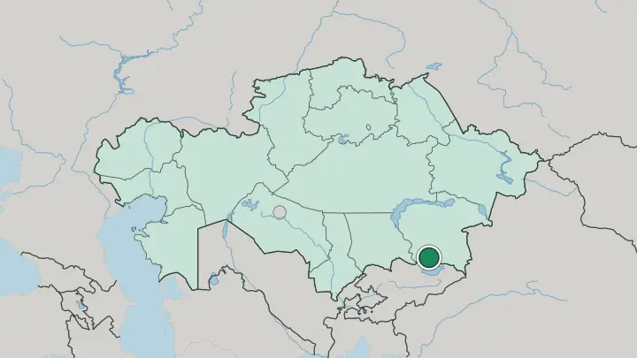 Map of Almaty in Kazakhstan