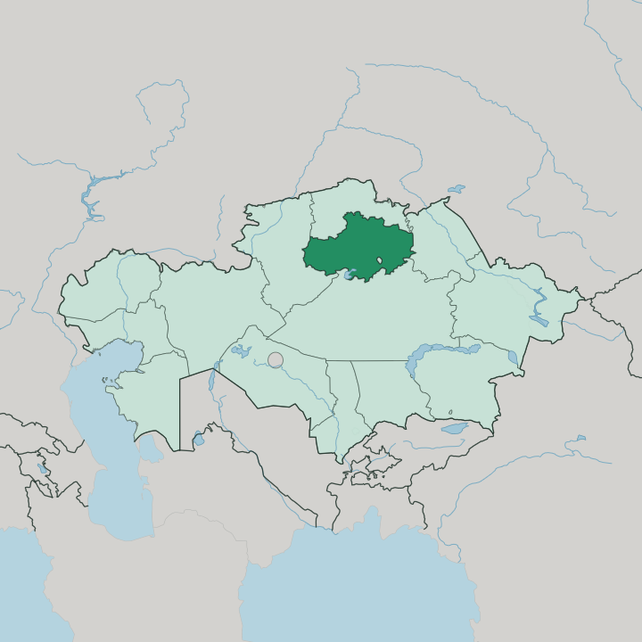 Map showing Aqmola Oblysy — In Kazakhstan