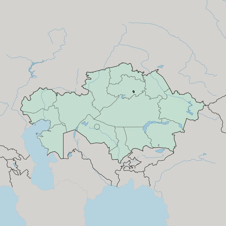 Map showing Astana — In Kazakhstan