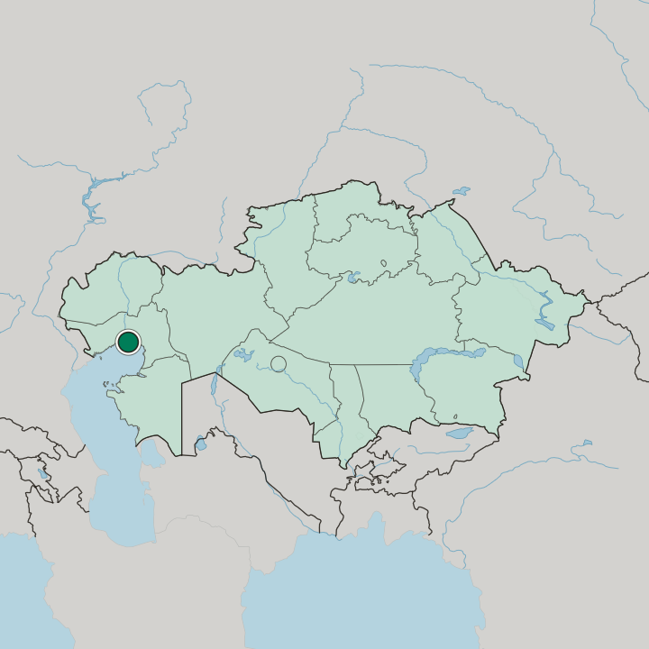 Map showing Atyrau — In Kazakhstan