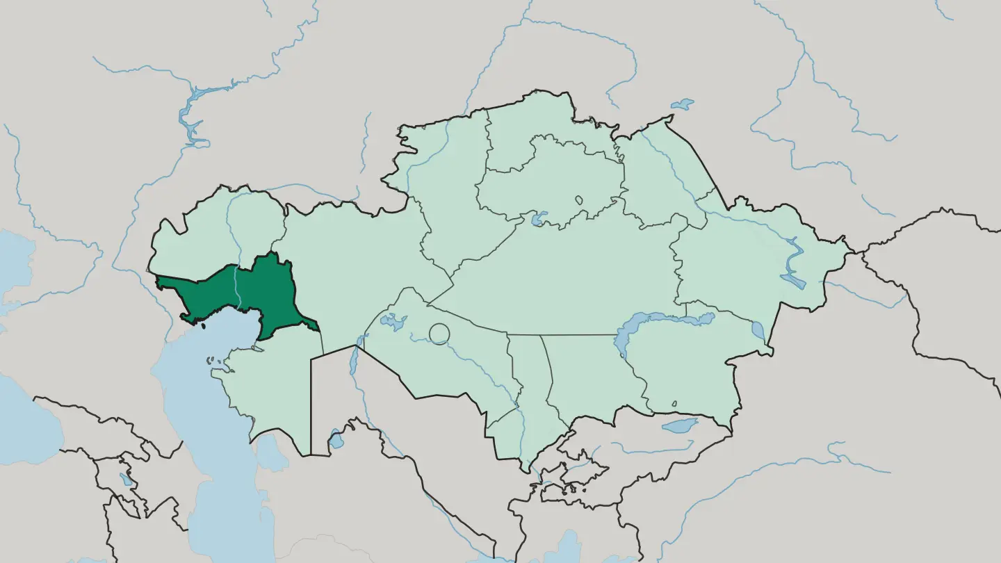 Map of Atyrau Region in Kazakhstan