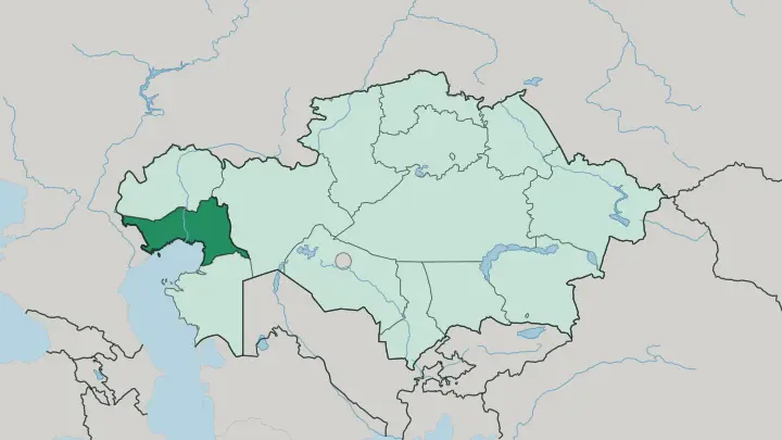Map of Atyrau Region in Kazakhstan