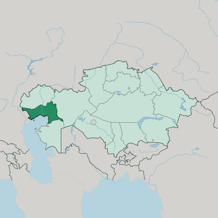 Map showing Atyrau Region — In Kazakhstan