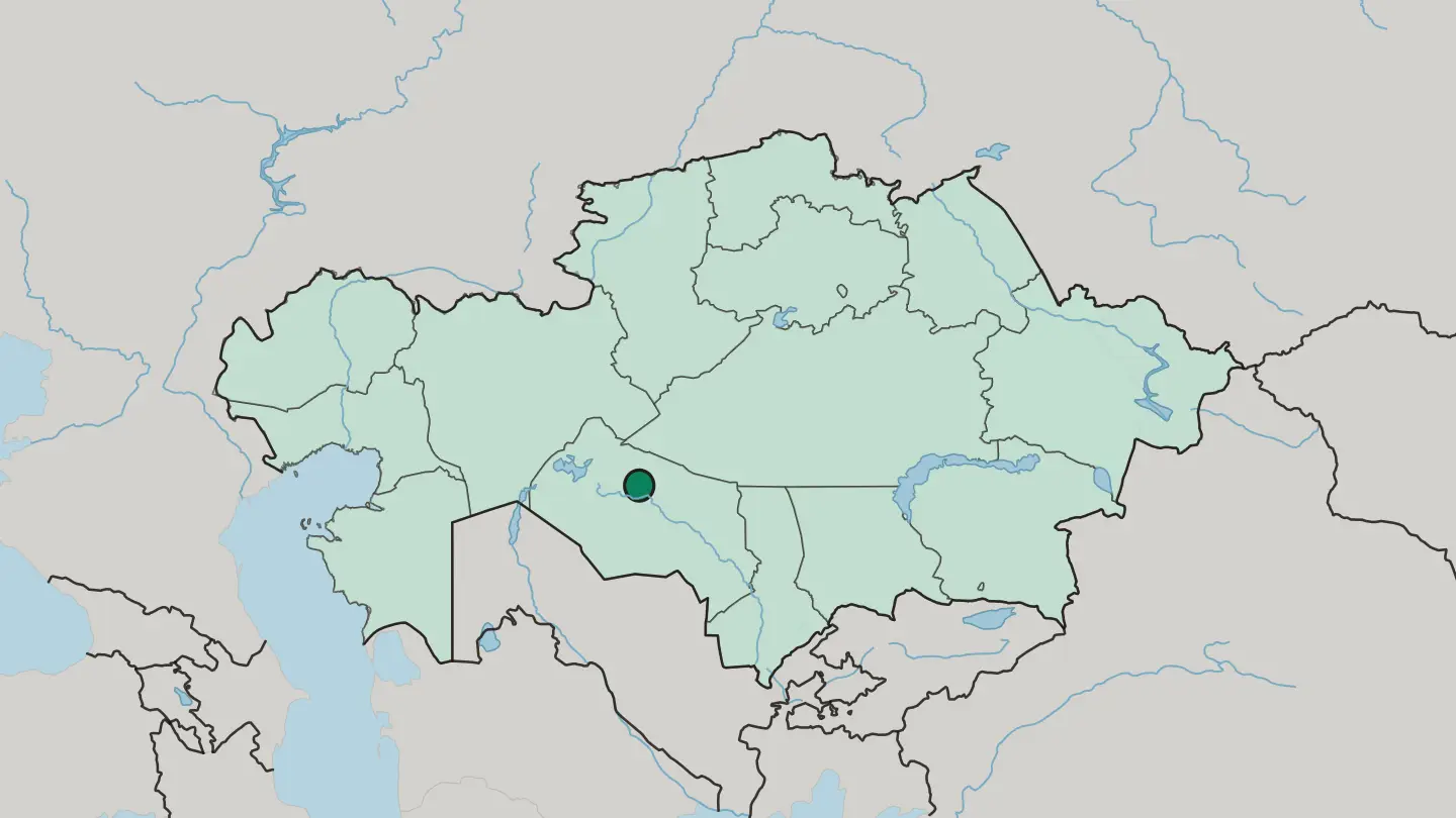 Map of Baikonur in Kazakhstan