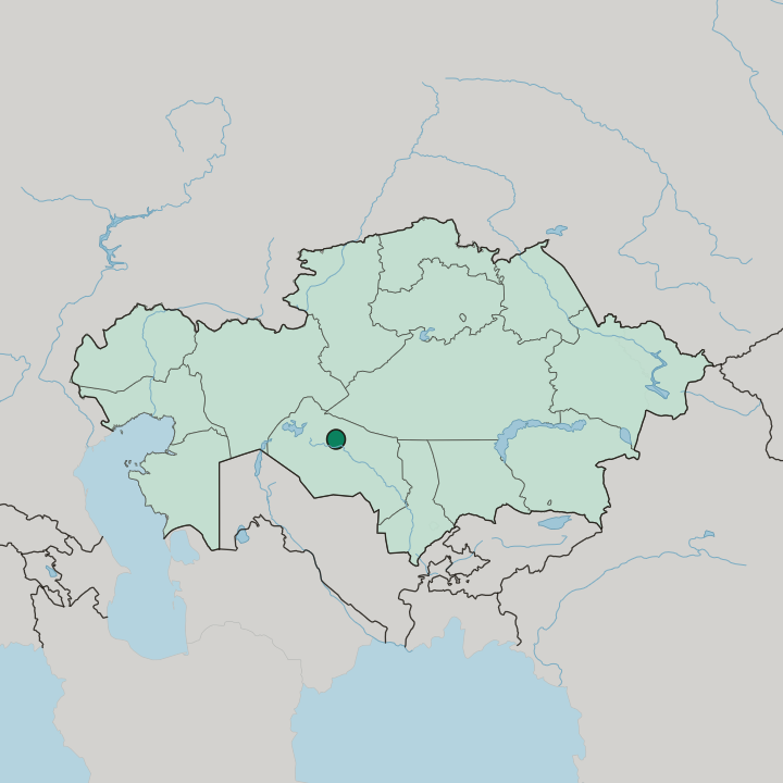 Map showing Baikonur — In Kazakhstan