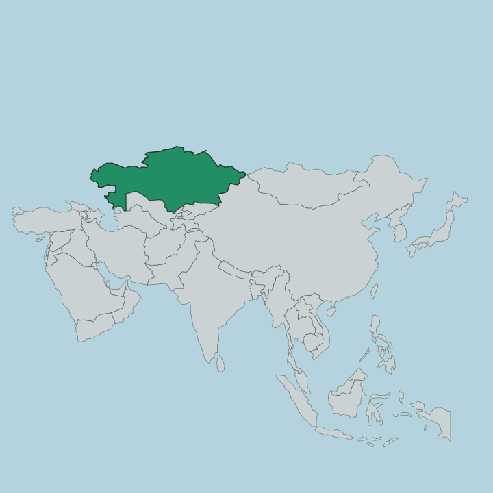 Map showing Kazakhstan — In Asia