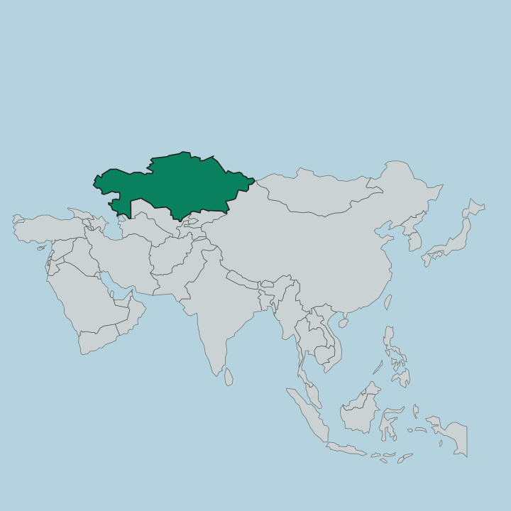 Map showing Kazakhstan — In Asia