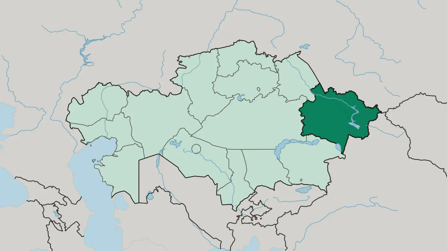 Map of East Kazakhstan in Kazakhstan