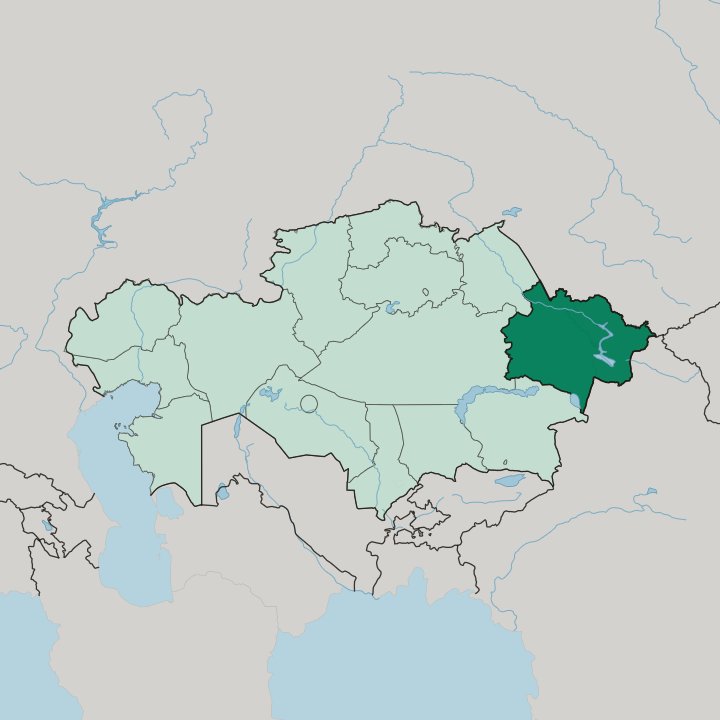 Map showing East Kazakhstan — In Kazakhstan