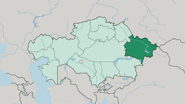 Map of East Kazakhstan in Kazakhstan