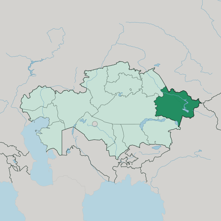 Map showing East Kazakhstan — In Kazakhstan
