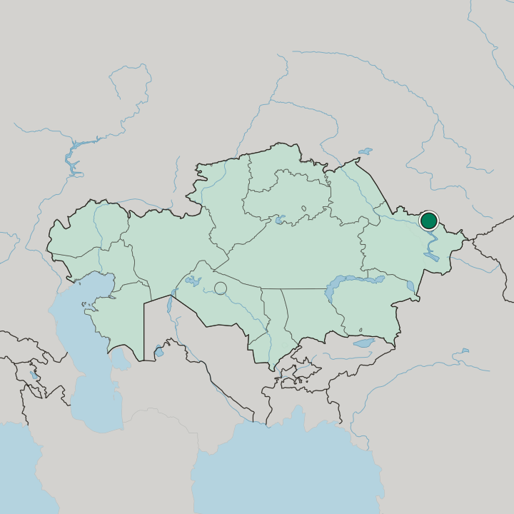 Map showing Ridder — In Kazakhstan