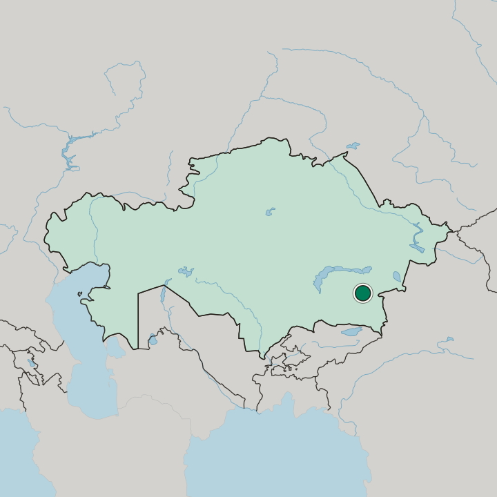 Map showing Taldykorgan — In Jetisu Region