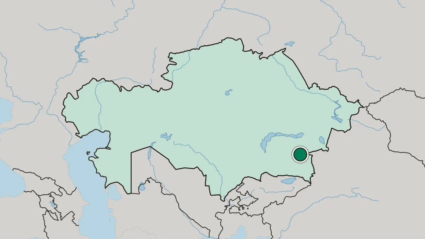 Map of Tekeli in Kazakhstan