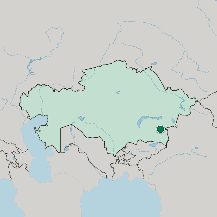 Map showing Tekeli — In Jetisu Region